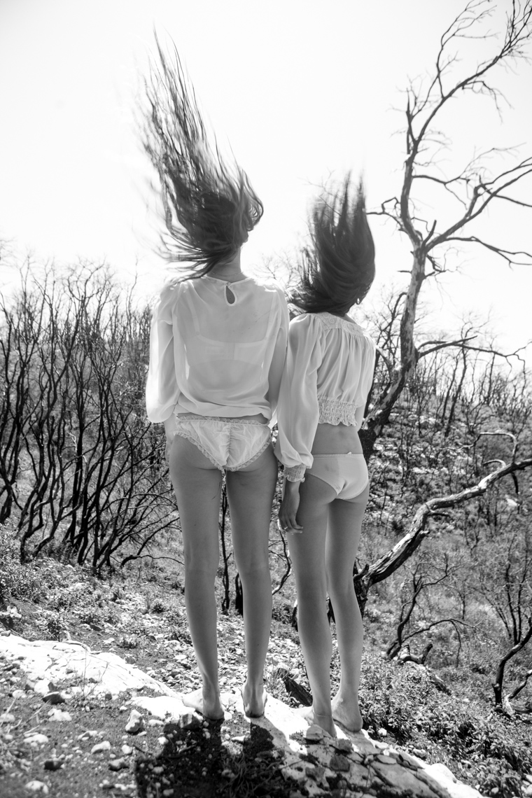Two girls hair-throw in the Carmel